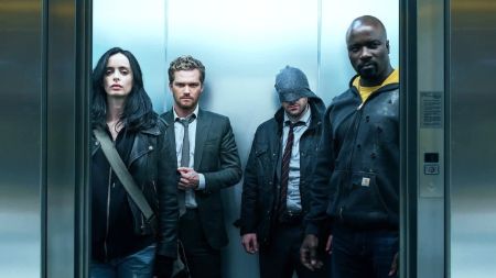 The Defenders using the same elevator